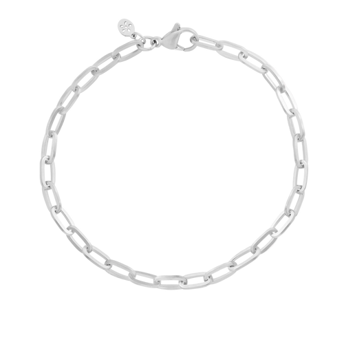 Silver chain bracelet on a white background