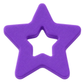 A purple foam star-shaped teether or toy with a smaller star cutout in the center, shown on a plain white background.