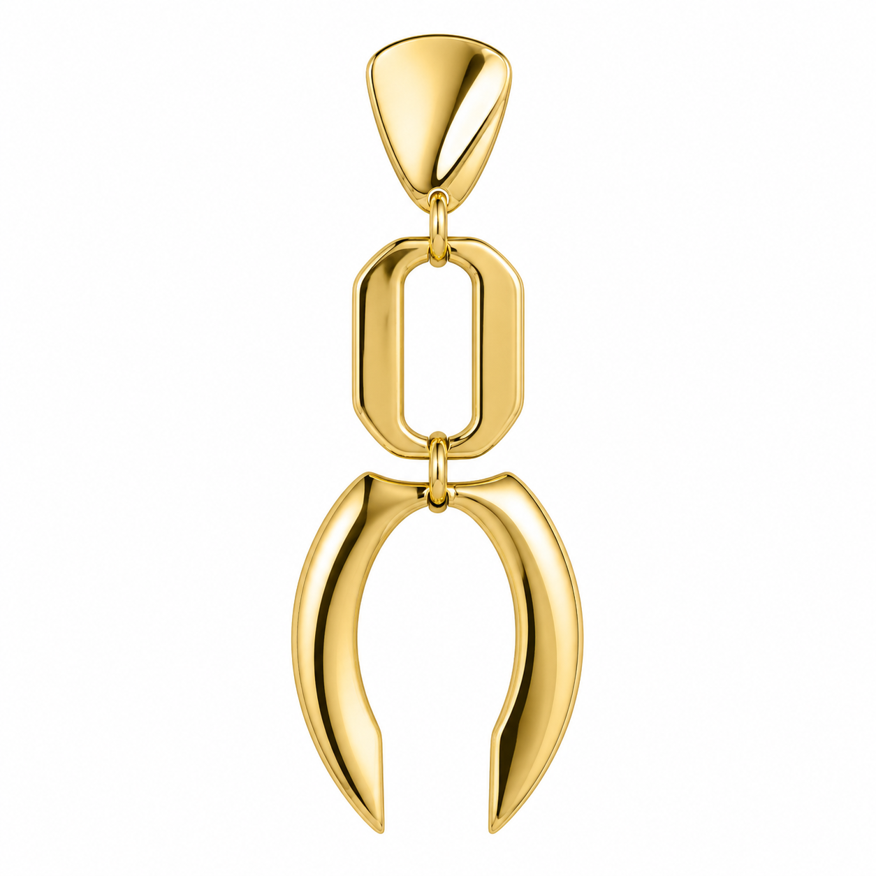 Golden geometric drop earring