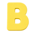 A bright yellow foam letter 'B' toy on a solid white background.