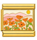 Gold charm with floral design on a white background