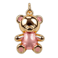 Gold and pink teddy bear charm on a white background