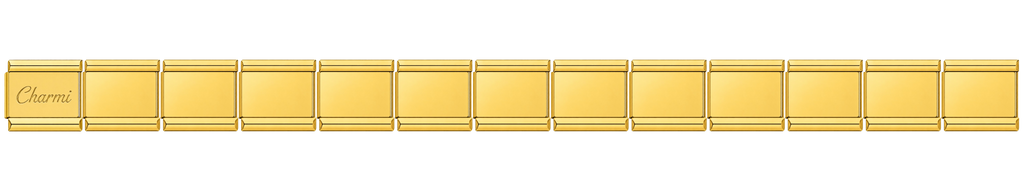 Gold bracelet with rectangular charms on a gold band