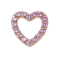 Heart-shaped charm with pink gemstones on a white background