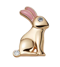 Gold bunny-shaped earring with pink accents on a white background