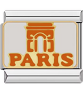 Charm with 'Paris' and Arc de Triomphe design on a white background