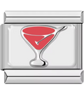 Silver charm with a red cocktail glass design on a white background
