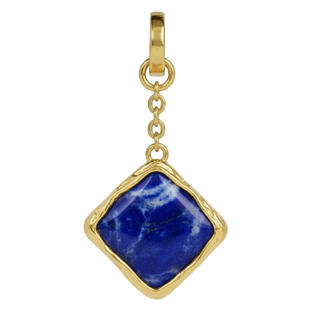 Gold pendant with a blue stone