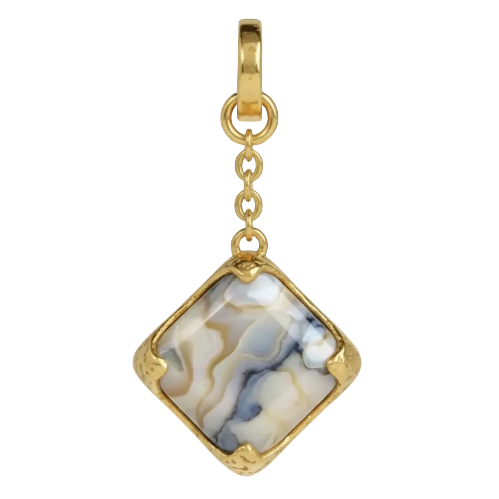 Gold pendant with a square stone