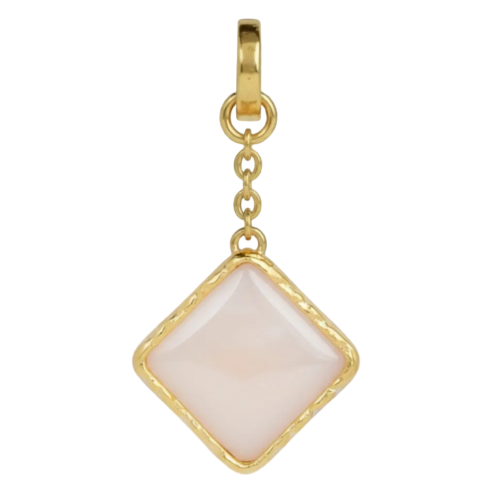 Gold pendant with a pink stone